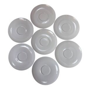 Set‎ of 7 Vintage Prolon White Melamine Saucers 5.5 Inch Round Plates 7202 MCM